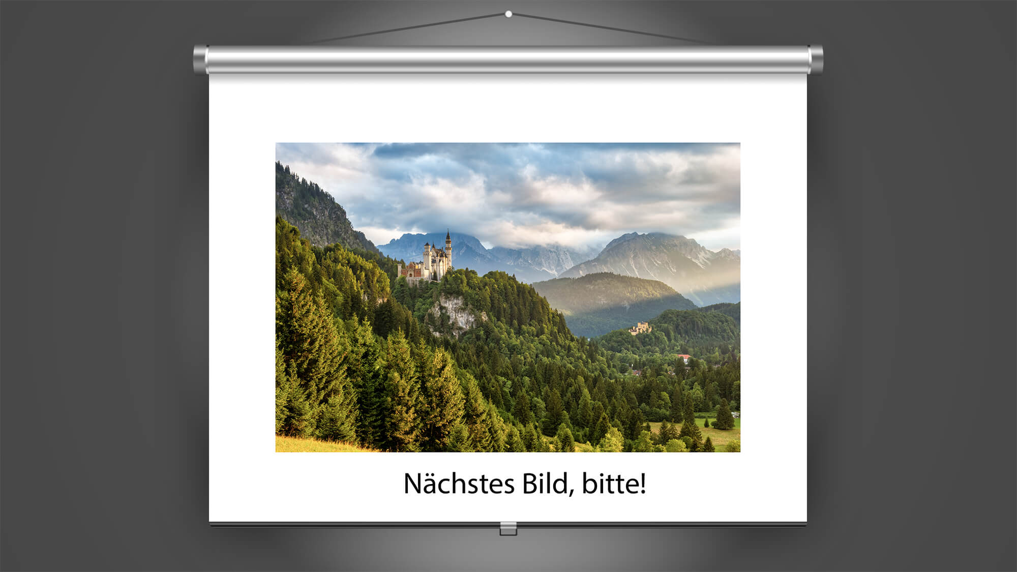 Foto von Schloss Neuschwanstein auf einer digitalen Leinwand (Symbolbild für Bildpräsentation in einer Lightbox)