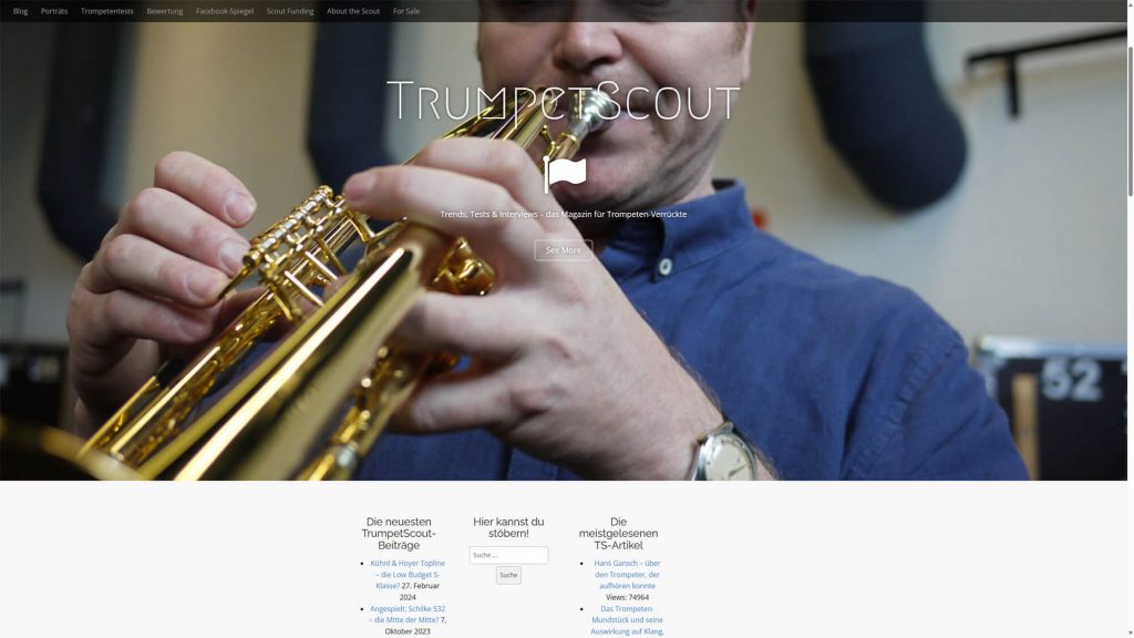 Startseite der Website trumpetscout.de