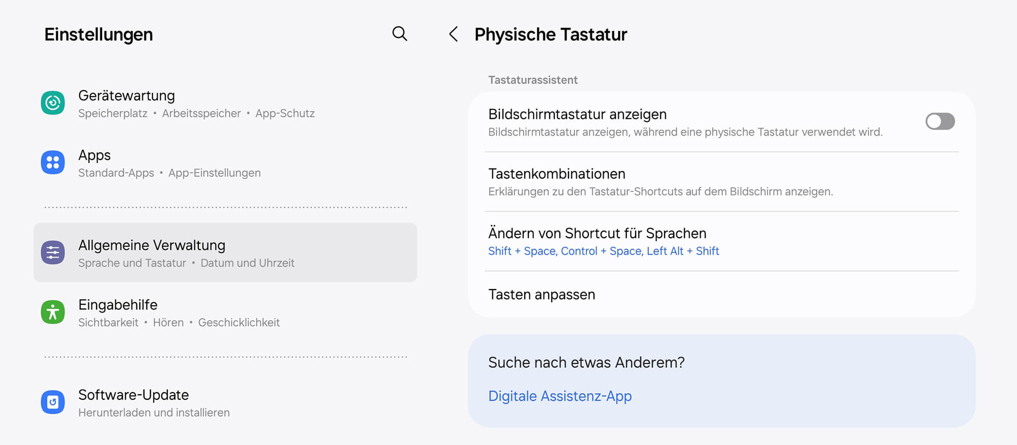 Android-Einstellungen: Bildschirmtastatur anzeigen, auch wenn physische Tastatur verbunden ist